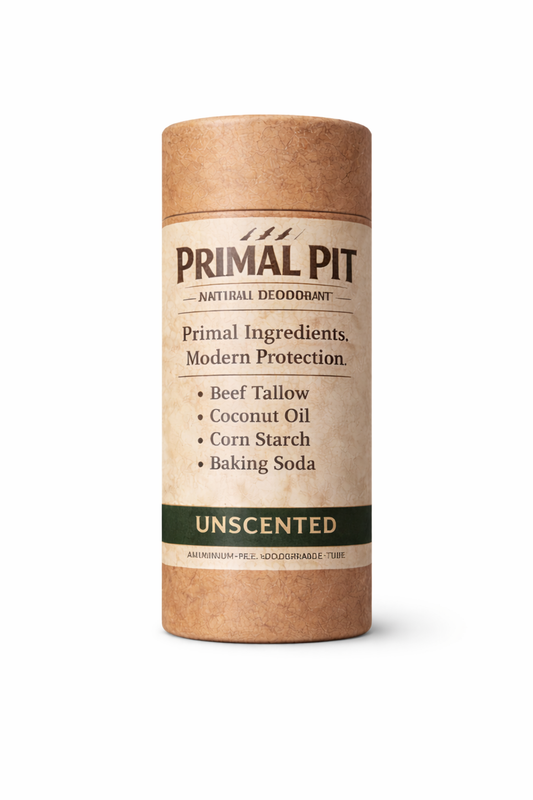 Primal Pit Natural Deodorant – Unscented (Aluminum-Free, 3 oz)